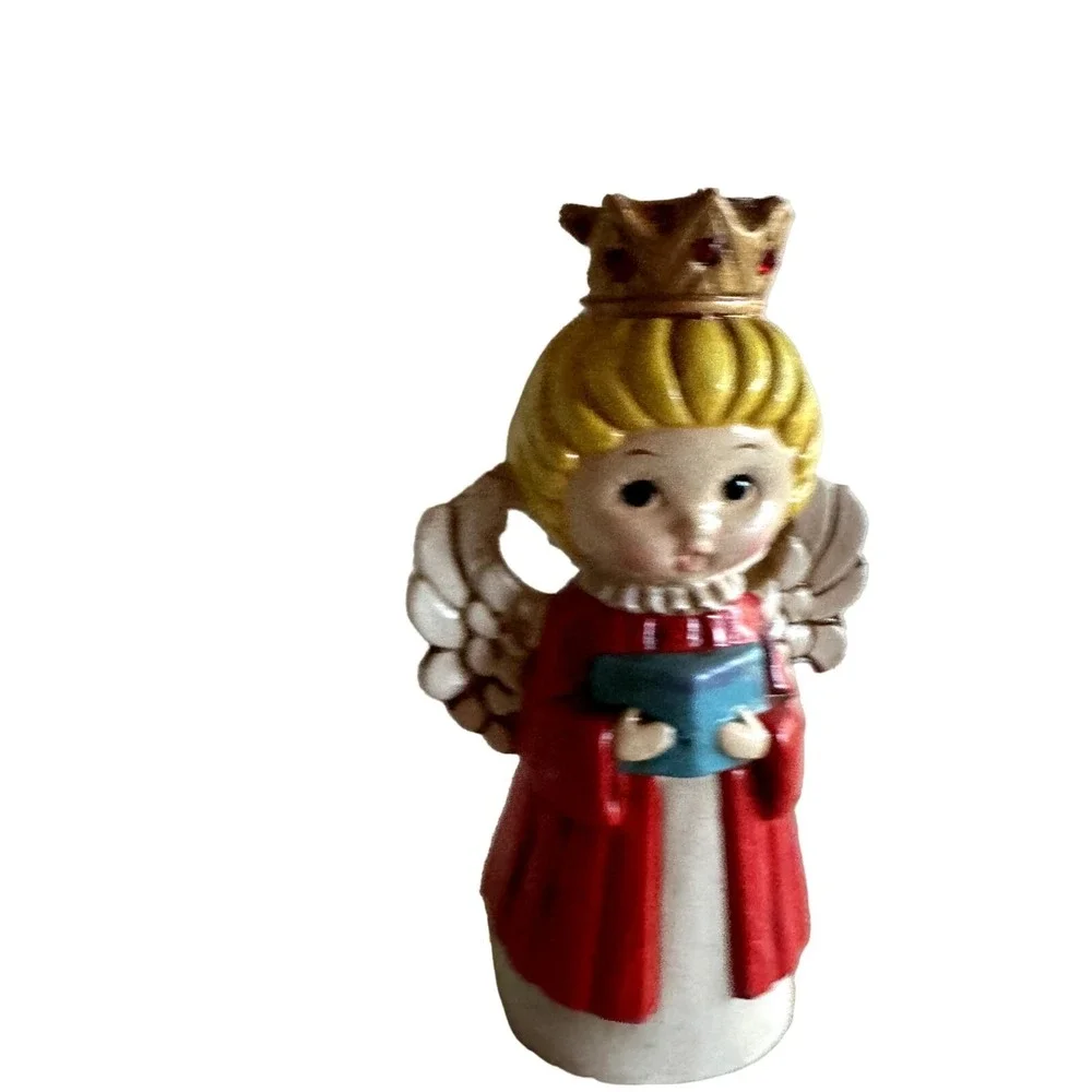 Vintage 1970s Chalkware‎ Christmas Angels Candleholder Set of 2
